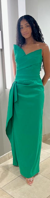 POSH SIDE SLIT TAFFETA GOWN