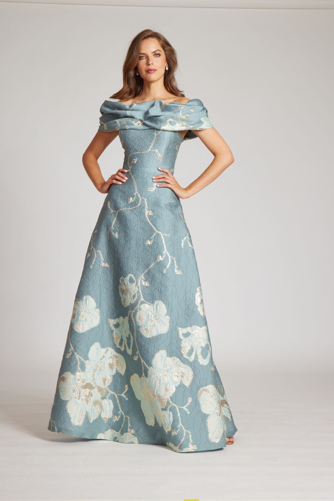 Teri Jon Off The Shoulder Floral Border Gown Size 4