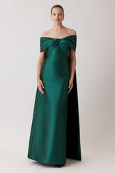 TERI JON MIKADO BOW BODICE DRAPE GOWN