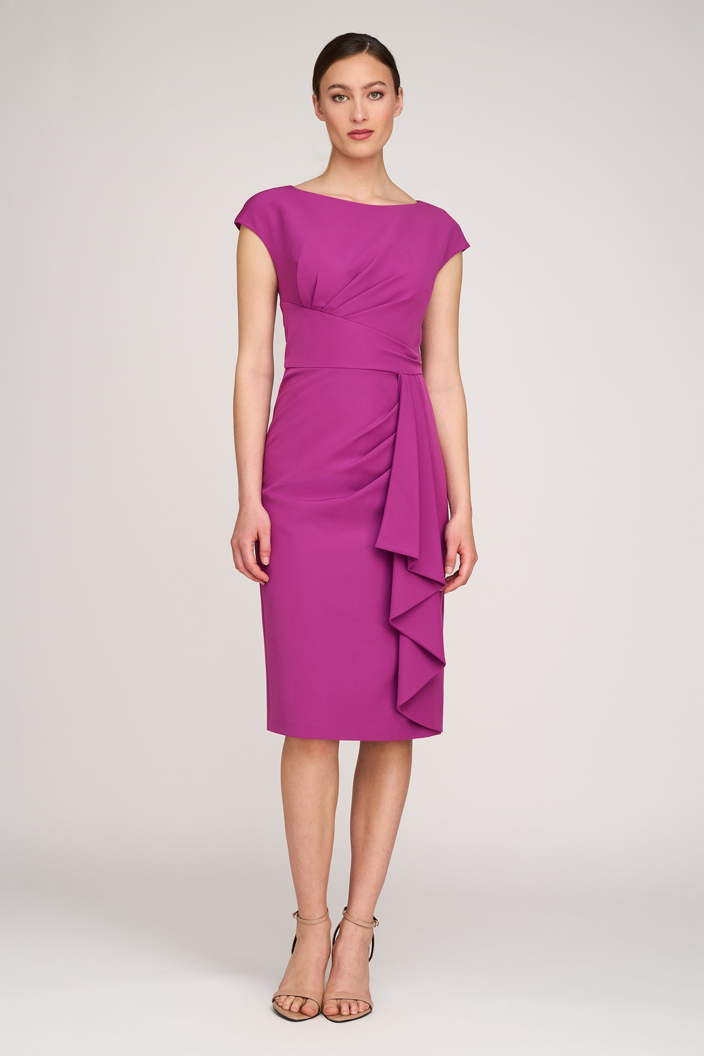 Kay Unger Women's Linden Draped Crepe Cocktail Dress - Light Cerise