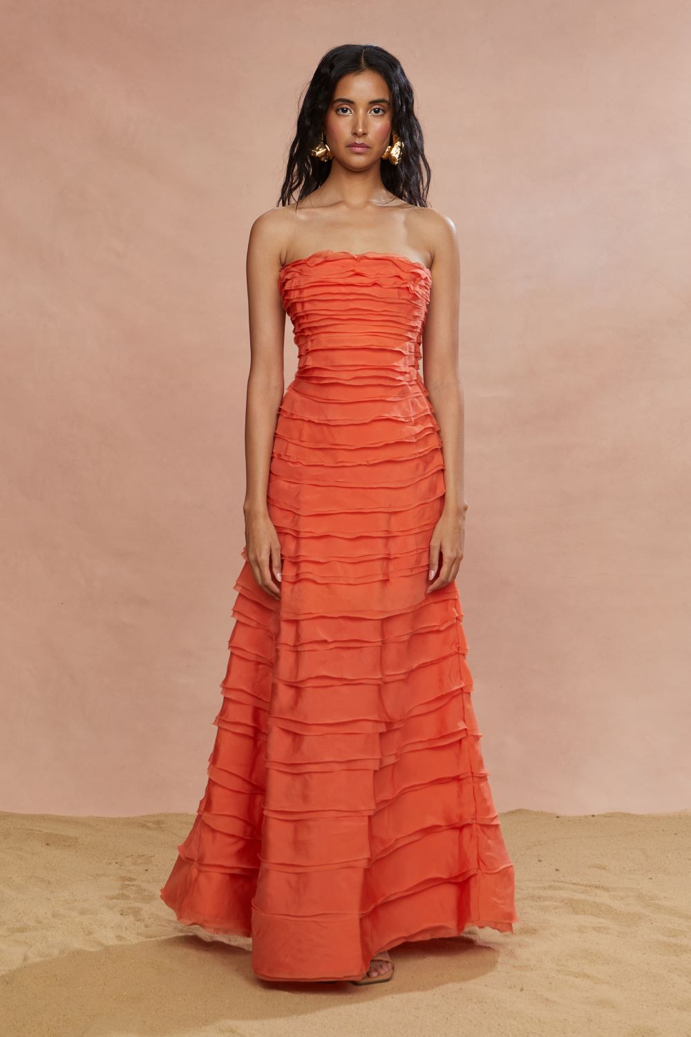 amur red dress Cherry Drop Waist Midi
