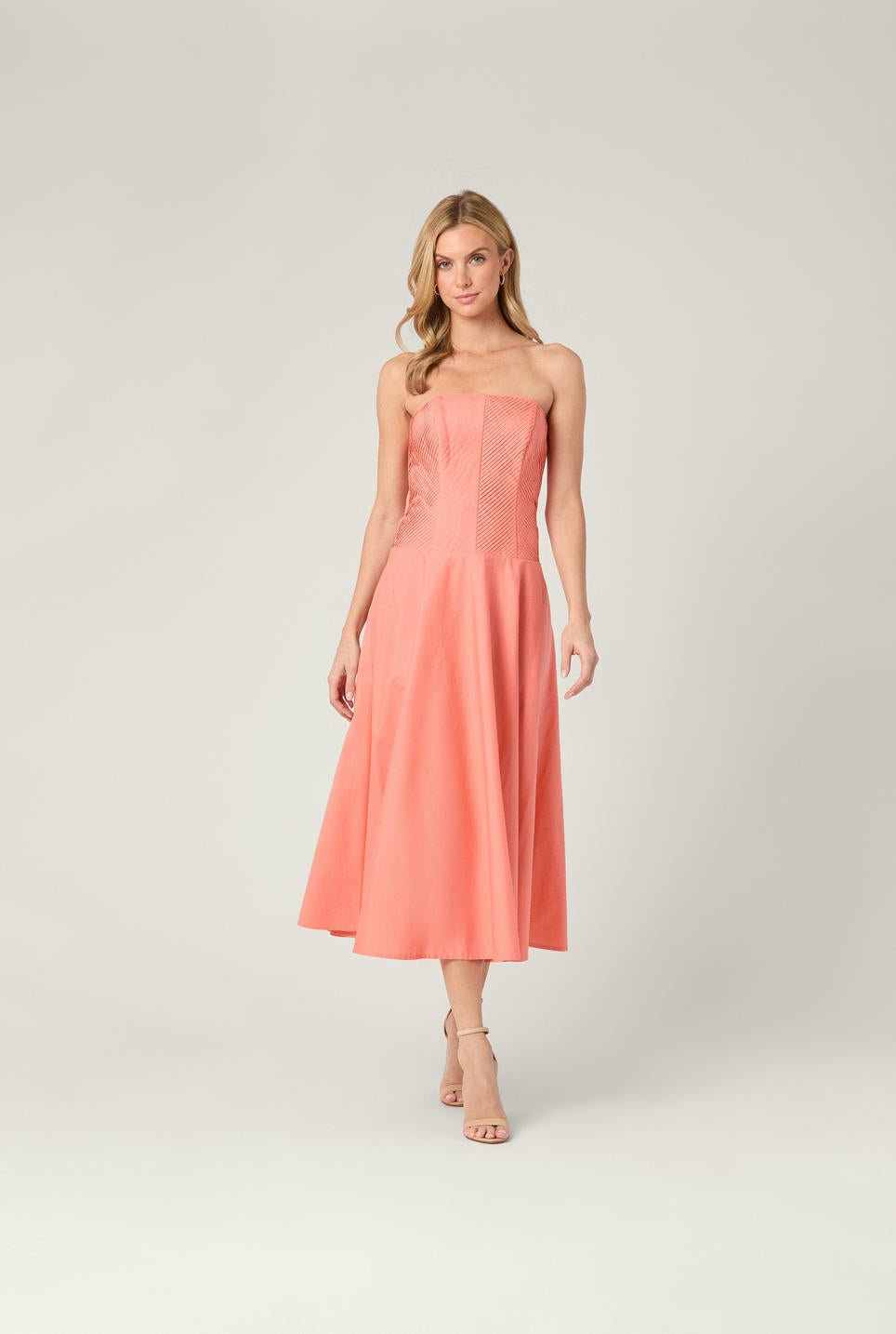 Jane Coral Cotton Strapless Midi Dress 6 / Coral Jane Coral Cotton Strapless Midi Dress 6 / Coral
