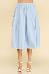 PINCH PLEATED POPLIN MIDI SKIRT