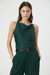 FRENCH CONNECTION ENNIS SATIN COWL NECK TOP