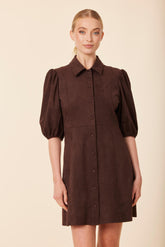 DOLCE CABO SUEDE PUFF SHOULDER DRESS