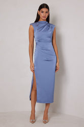 ELLE ZEITOUNE AMBER DRAPED NECKLINE DRESS