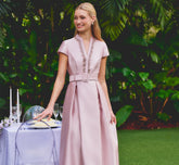ADRIANNA PAPELL MOCK COLLAR CAP GOWN