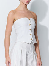 ALICE + OLIVIA KELCEY STRAPLESS BUTTON DOWN VEST