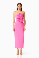 ELLIATT LAURENTIA STRAPLESS COLUMN MIDI DRESS