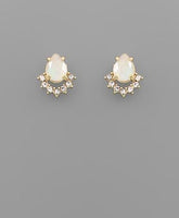GS CRYSTAL TRIM TEARDROP STUD EARRINGS