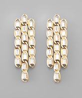 GS 3 ROW CRYSTAL CHAIN EARRING