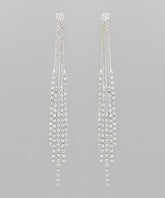 GS SNAKE CHAIN RHINESTONE FRINGE EARRINGS