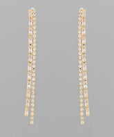 GS CZ BAGUETTE 2 LINE DROP EARRING