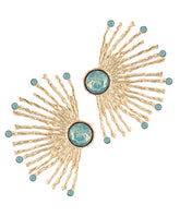GS GLASS ACCENT HALF SUNBURST PEARL EARRINGS