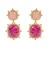 GS STUDDED SQUARE STONE DANGLE EARRING