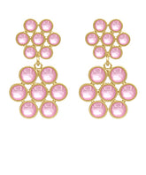 GS STONE & DOUBLE FLOWER DROP EARRING