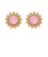 GS DOTTED PEARL & ROUND STONE EARRINGS