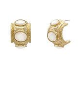 GS ANTIQUE BOLD FACETED STONE HOOPS