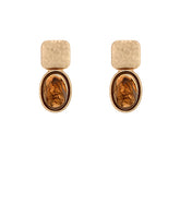 GS SQUARE OVAL STONE EARRING