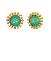 GS DOTTED AND FACETED ROUND STONE EARRINGS