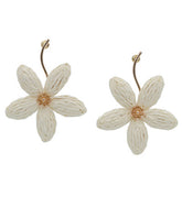 GS RAFFIA FLOWER AND CURVED BAR EARRINGS