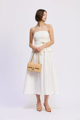 EN SAISON SAMANTHA MIXED MEDIA MIDI DRESS