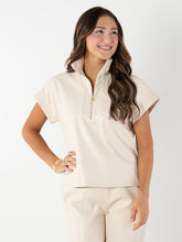 EMILY MCCARTHY STRIPE COLLAR POPPY PULLOVER TOP