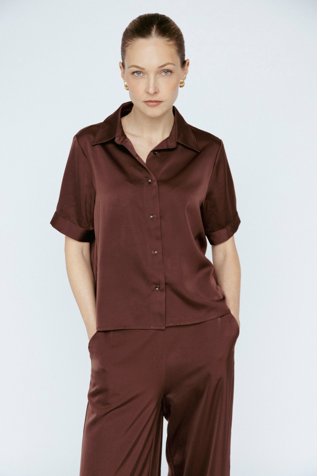 AMANDA MARIA BUTTER SATIN TOP