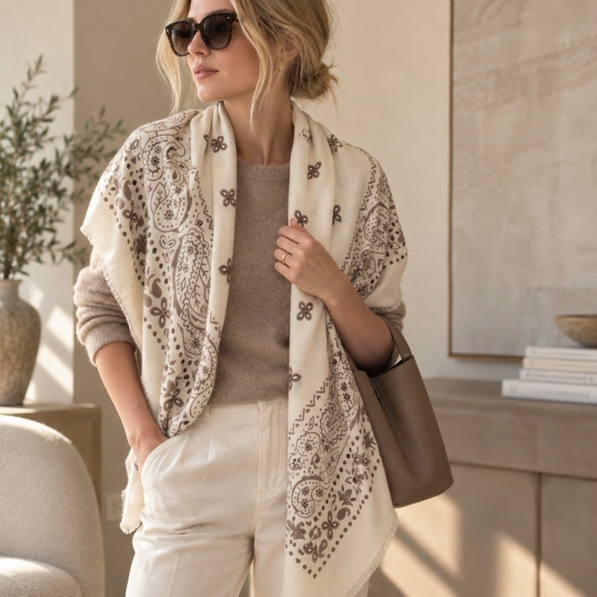 ELLISON + YOUNG BRUSHED BANDANA OVERSIZED SQ SCARF