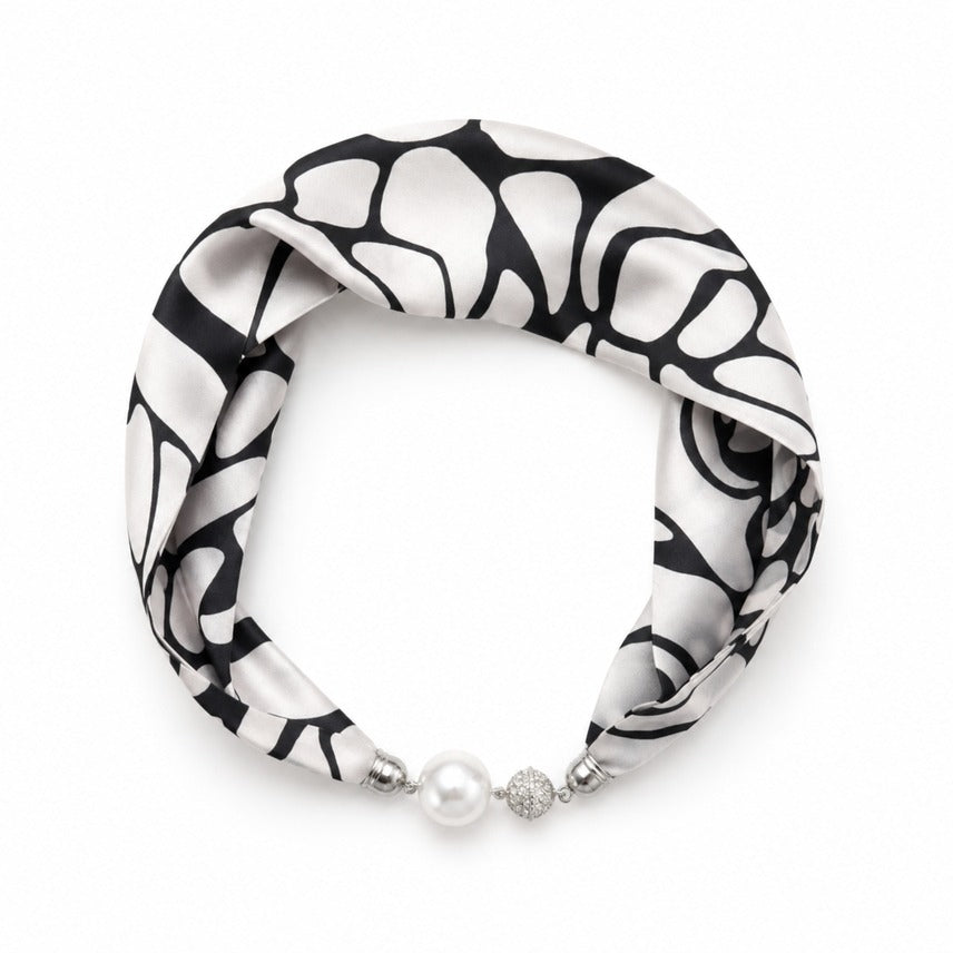 ELLISON + YOUNG SATIN TWILLY SCARF NECKLACE W JEWE