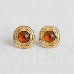 ELLEMADERA GEOMETRIC PLEATED ROUND STUD EARIRING