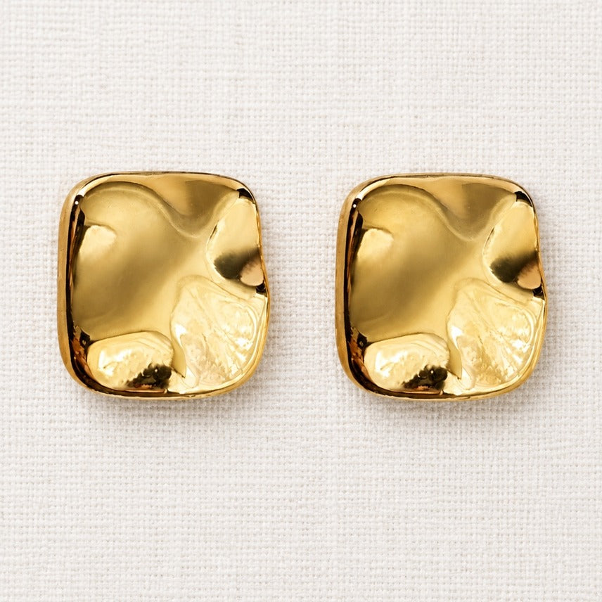 ELLEMADERA FOLDED GEOMETRIC SQUARE STUD EARRINGS