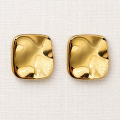ELLEMADERA FOLDED GEOMETRIC SQUARE STUD EARRINGS