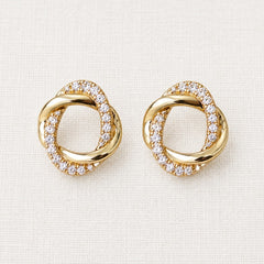 ELLEMADERA WOVEN CZ CIRCLE STUD EARRINGS