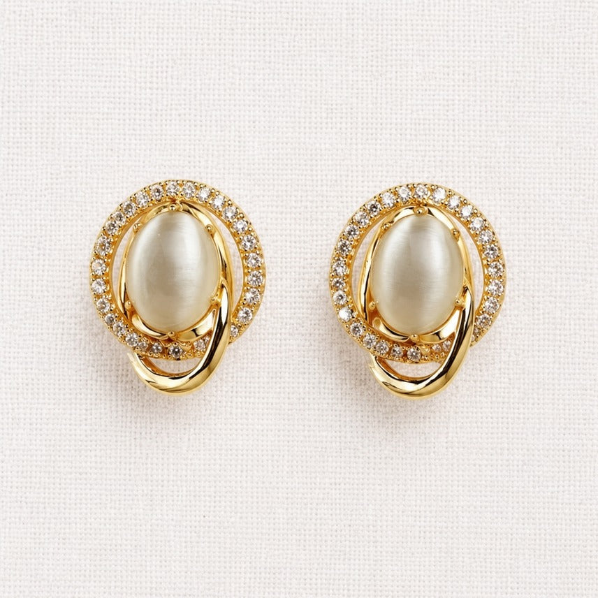 ELLEMADERA ORBITAL CATS EYE AND ZIRCONIA EARRINGS