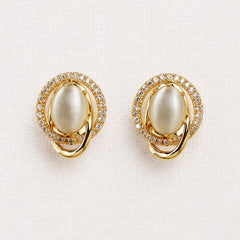 ELLEMADERA ORBITAL CATS EYE AND ZIRCONIA EARRINGS