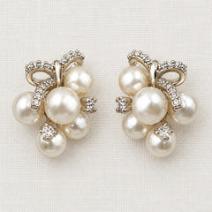 ELLEMADERA ZIRCONIA GRAPE CLUSTER & BOW DROP EARRI