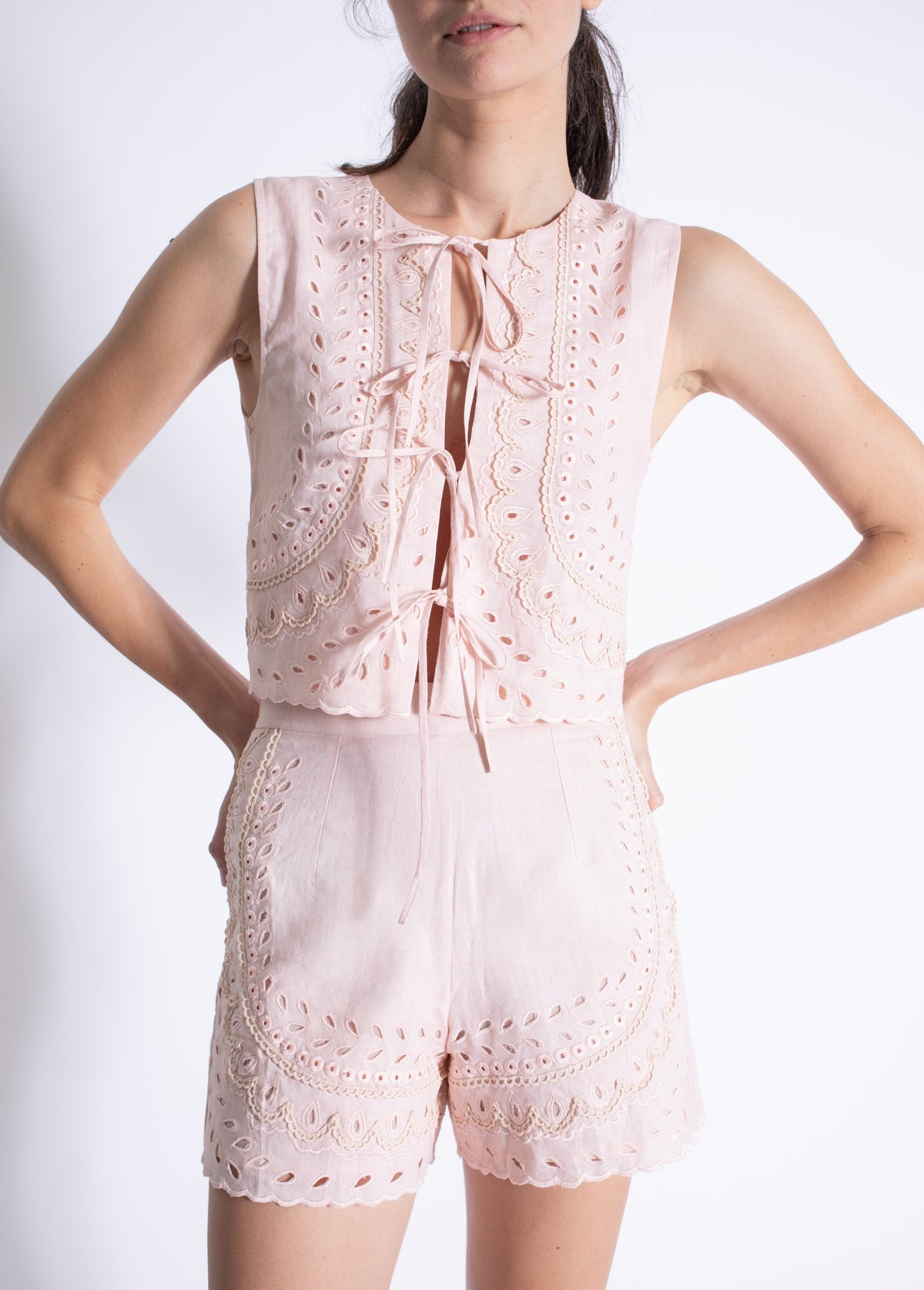 KARINA GRIMALDI AURORA EMBROIDERED SHORTS