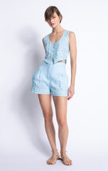 KARINA GRIMALDI ARUBA EMBROIDERED SHORTS