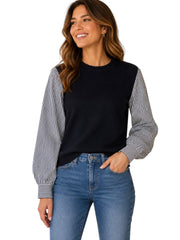 J SOCIETY STRIPED SLEEVE TOP
