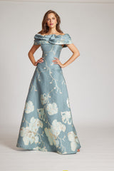 TERI JON SCRUNCH OFF SHOULDER GOWN