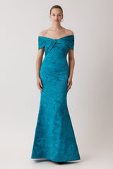 TERI JON CRISSCROSS BODICE GOWN
