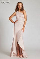 TERI JON ONE SHOULDER SHIMMER GOWN