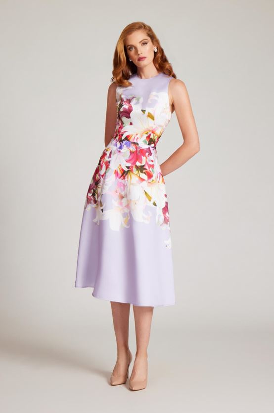 TERI JON FLORAL A-LINE DRESS