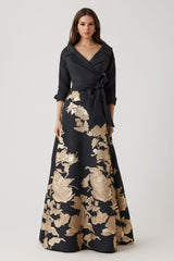 TERI JON GOLD BUTTON SHIRT GOWN