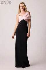TERI JON STRAPLESS BOW GOWN