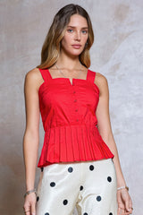 CURRENT AIR EMBROIDRED SLVLSS SQUARE NECK TOP