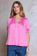 CURRENT AIR SPLIT V NECK HALF SLV RELAXED FIT SHIR