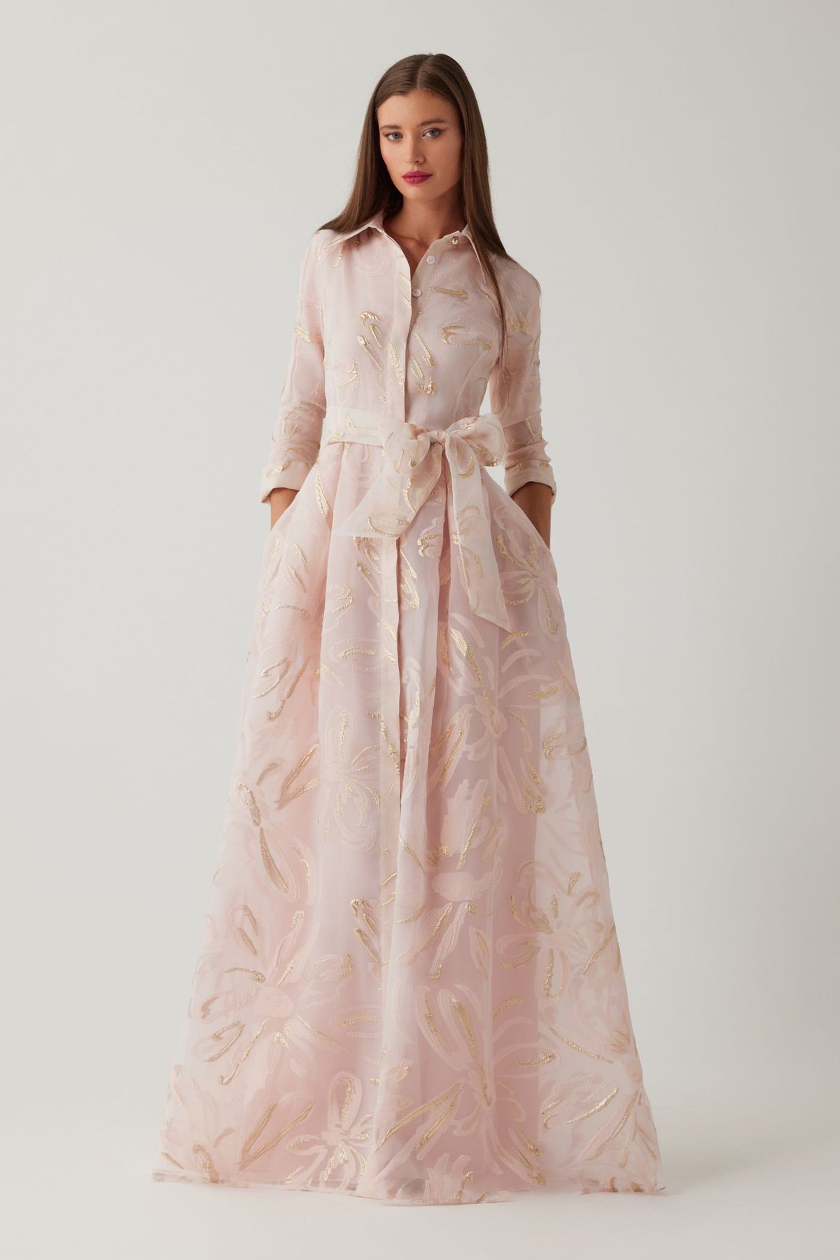 TERI JON ORGANZA SHIRTWAIST GOWN