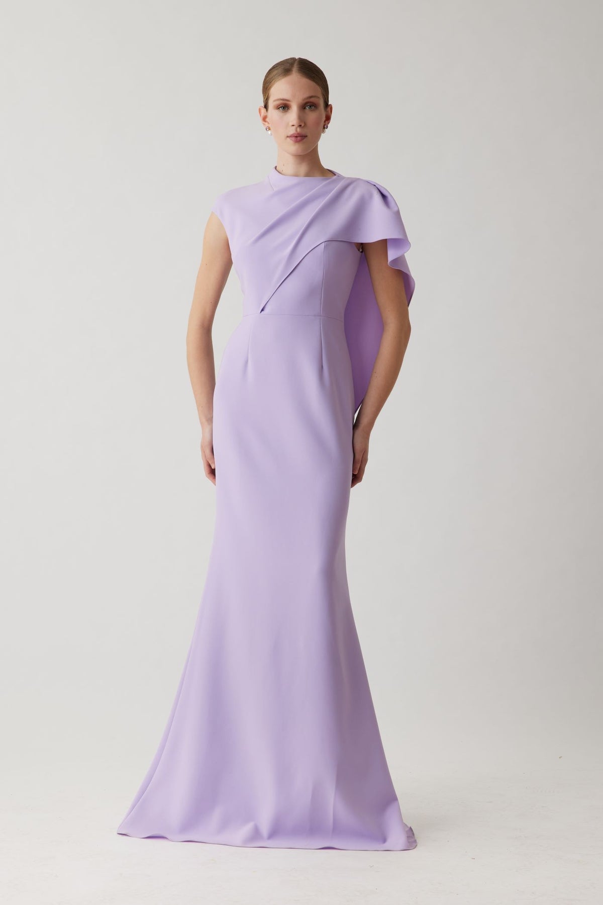 TERI JON CAPE SHOULDER GOWN